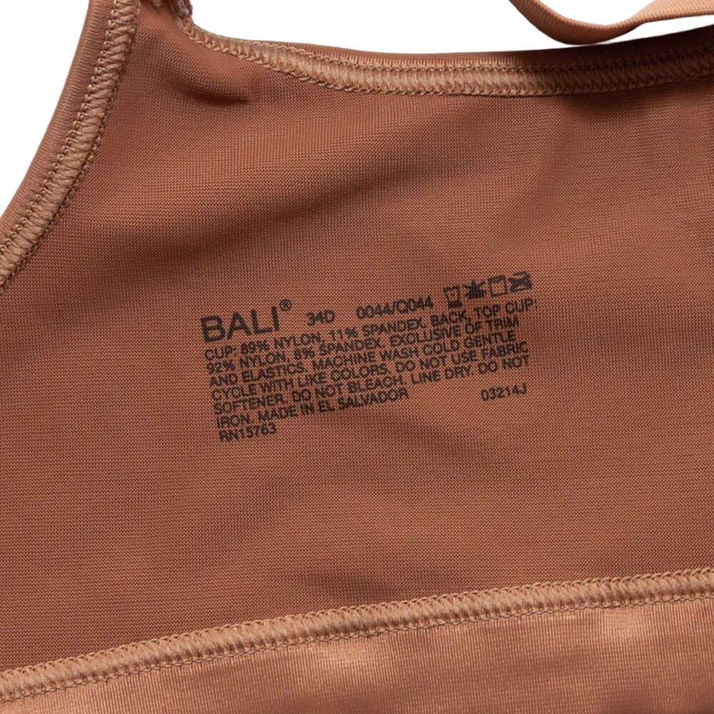 Bali 34D Classic Support Cool Comfort Wirefree Full Coverage Bra DF0044 Brown - Picture 3 of 5